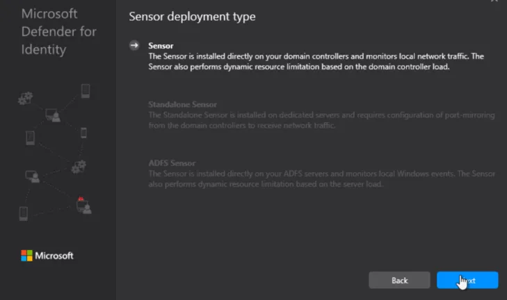 Defender for Identity installing the sensor