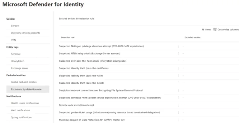 Exclude accounts from particular detection rules