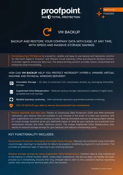 Fact Sheet Cover : VM Backup