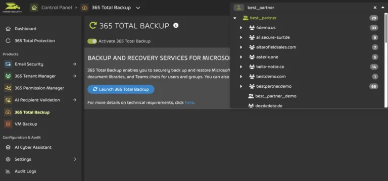 365 Total Backup from Hornetsecurity is Multi-Tenant 