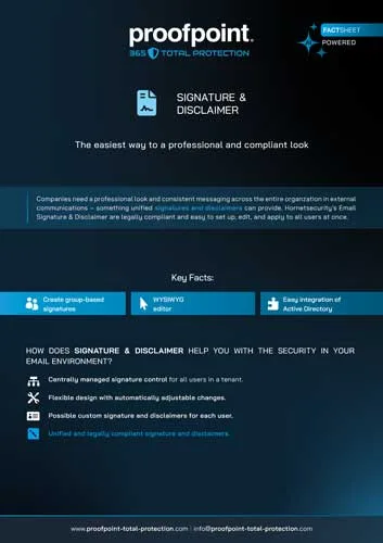 Fact Sheet Cover : Signature and Disclaimer