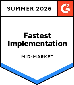 Awards G2 2026 Summer - Fastest Implementation Mid-Market: Mid-Market Cloud Email Security