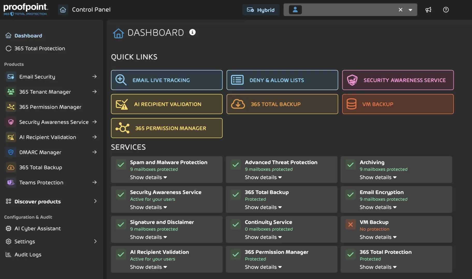 Platform DASHBOARD CP PROOFPOINT 2